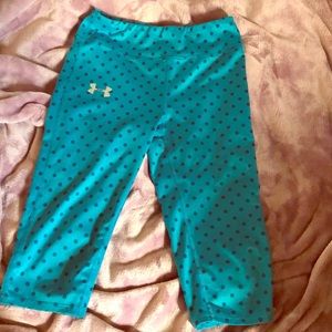 Blue Polkadotted under armor capris